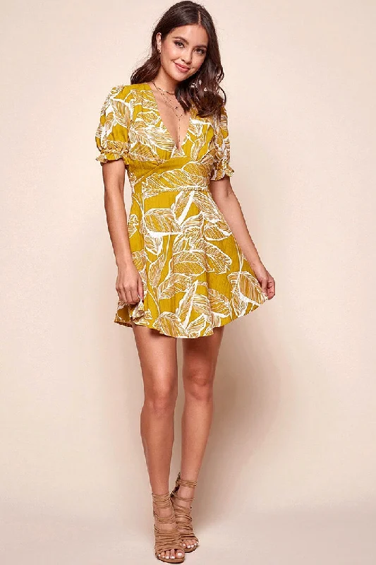 Amida Flowy Mini Dress Yellow Mustard