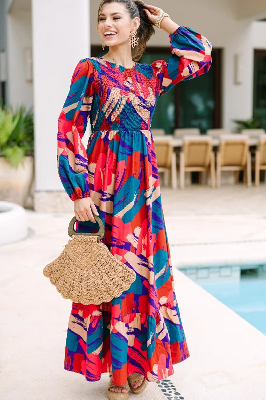 Dreaming Of The Day Red Tropical Maxi Dress