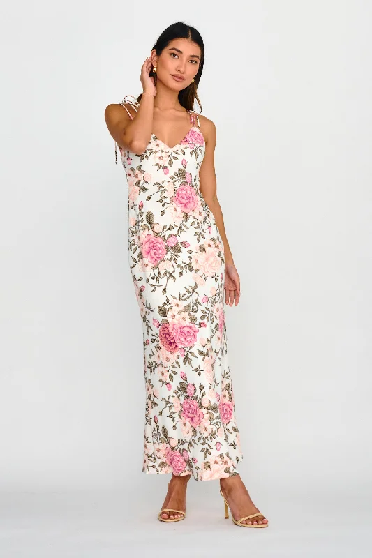 Florenze Tied Shoulder Dress Floral Pink