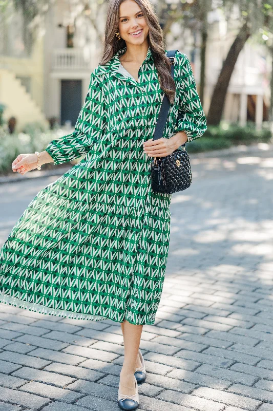 Give Your All Green Abstract Midi Dress