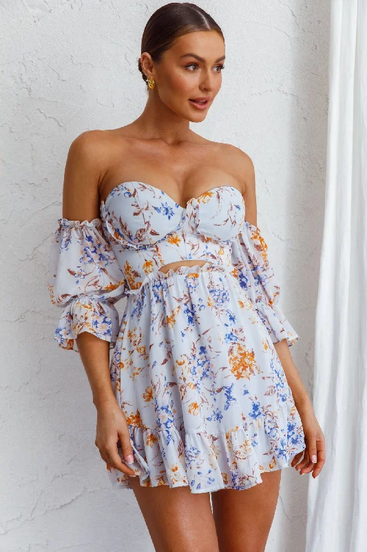 Ianthe Off-Shoulder Puff Sleeve Dress Floral Mint