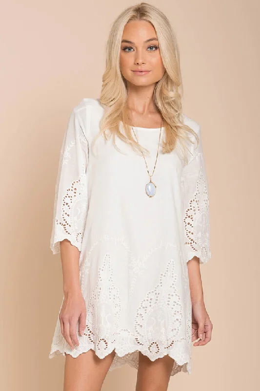 Marina Embroidered Tunic Dress White