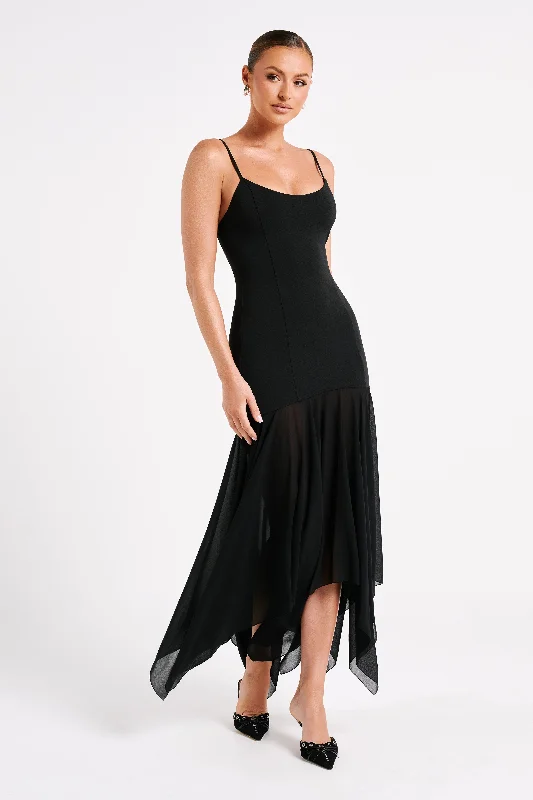 Minka Chiffon Maxi Dress - Black