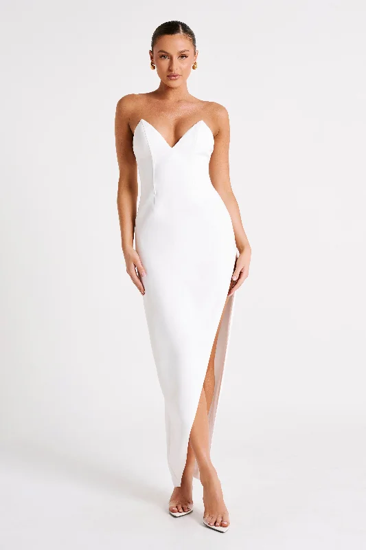 Natasha Pointed Corset Maxi Dress - White