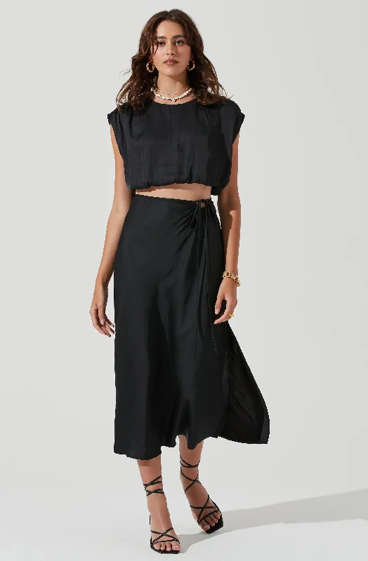 Riva Tie Waist Midi Skirt