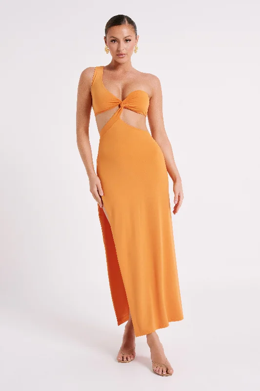 Solana One Shoulder Maxi Dress - Orange