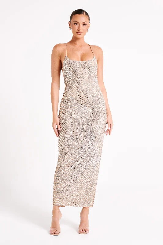 Tierra Sequin Maxi Dress - Silver