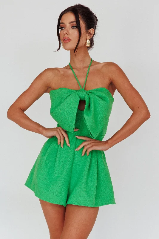 Tink Bow Bust Romper Kelly Green